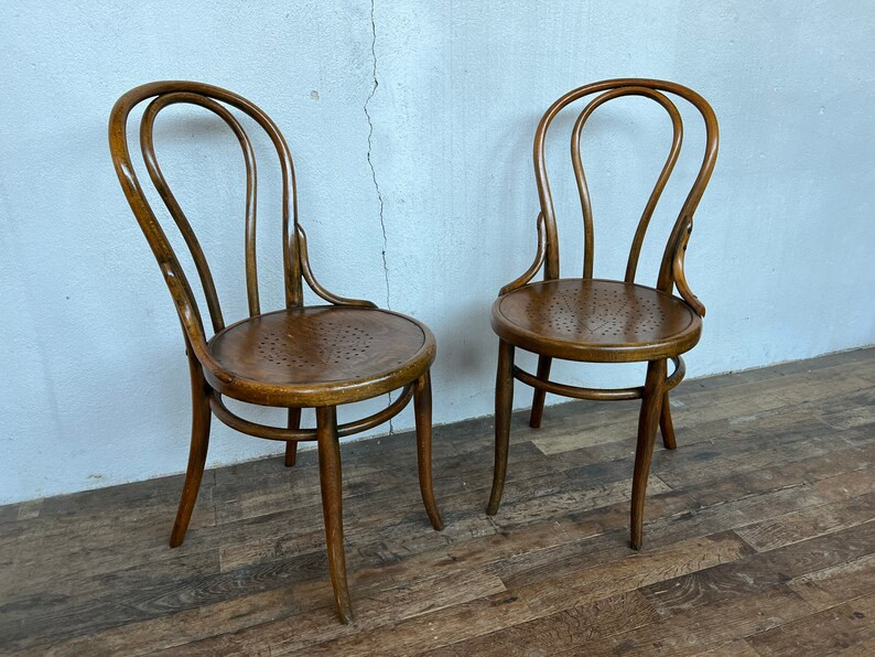 Pair of chairs Thonet bistro n18 bentwood early XXEME | Etsy (US)