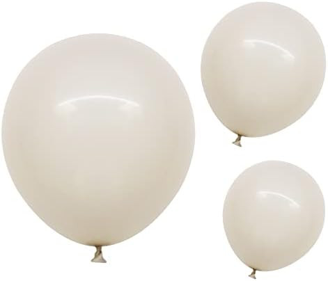 CYMYLAR 50pcs 18Inch 12Inch 10Inch Assorted Sizes White sand balloons kit Cream White Matte Latex... | Amazon (US)