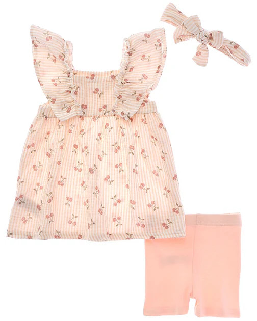 Emily & Oliver 3pc Gauze Dress, Short & Headband Set | Shop Simon
