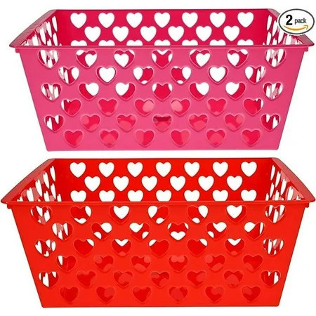 A1U Rectangular Pink and Red Valentine Heart Baskets 11x7.91x4.33in for Home Kitchen Party Favor Valentine's Day Empty to Fill Decorative Gift Basket, 2 counts with HFW Bonus Gift (colors may vary) | Walmart (US)