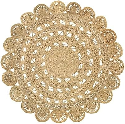 LR Resources Jute LR50134-NAT40RD Natural Round X 4 ft Indoor Area Rug, 4' x 4' | Amazon (US)