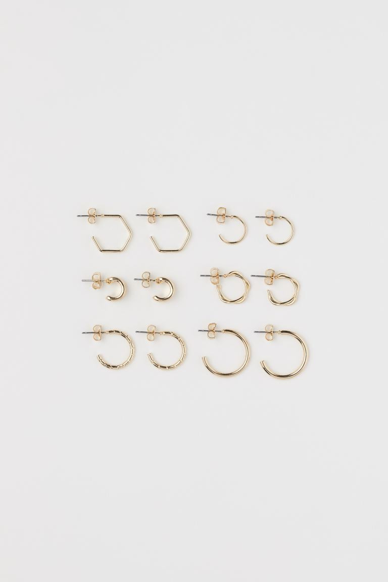 6 Pairs Earrings - Gold-colored - Ladies | H&M US | H&M (US + CA)