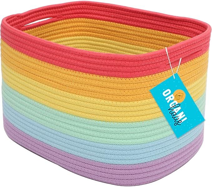 OrganiHaus Rope Rainbow Storage Baskets for Shelves | Rainbow Basket for Classroom | Baby Basket ... | Amazon (US)