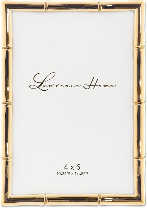 Lawrence 712246 4-Inch W x 6-Inch H Gold Metal Picture Frame with Bamboo Design | Amazon (US)