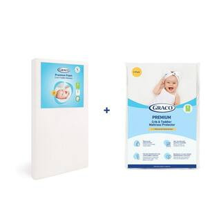 Premium Foam Crib Mattress + Polyester Mattress Protector Bundle (2-Pack) | The Home Depot