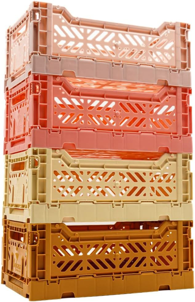 Collapsible Storage Box, Foldable Crate Organizer Bin with Handle, Stackable Crates for Home Orga... | Amazon (US)