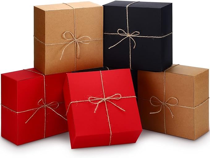 Spiareal 12 Pcs Gift Boxes with Lids Kraft Boxes Christmas Boxes Gift Wrap Boxes with Twine for X... | Amazon (US)