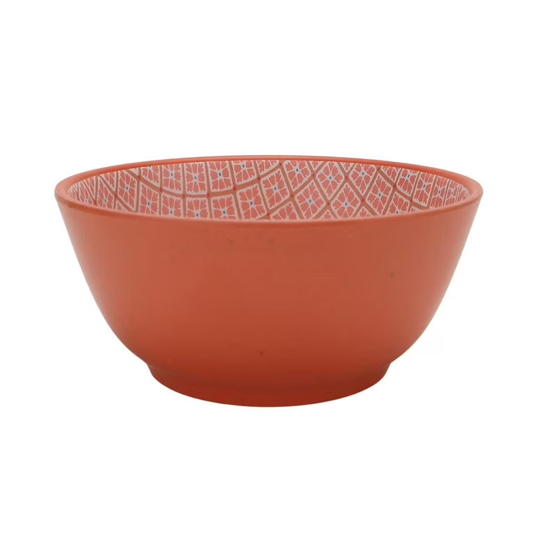 Mainstays by Becky G. & Alejandra Bamboo Melamine Cereal Bowl, Orange Tile Pattern, 1 Piece | Walmart (US)