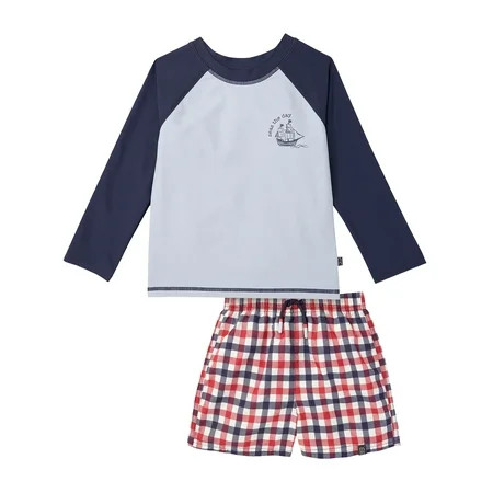 Modern Moments by Gerber Baby and Toddler Boy Long- Sleeve Rash Guard and Trunk Set, 2-Piece, Sizes 0/3M-5T | Walmart (US)