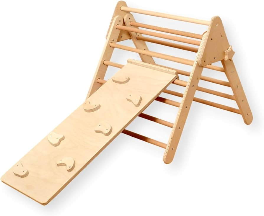 Montessori Wooden Climbing Triangle for Kids | Foldable Wooden Indoor Play Gym for Toddler | Fold... | Amazon (US)