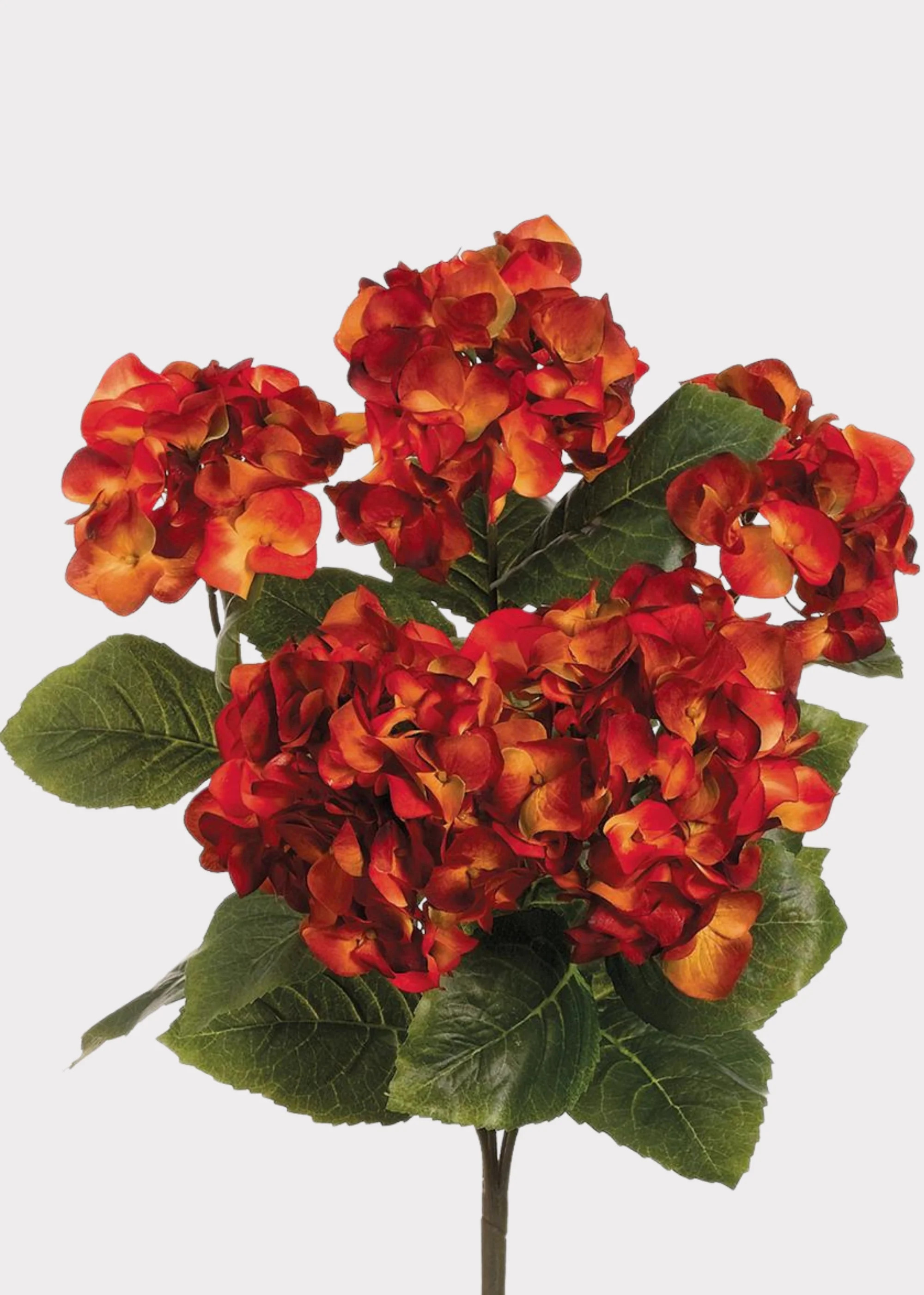 Artificial Hydrangea Bush in Red Rust Fall Hue - 19.5 | Afloral