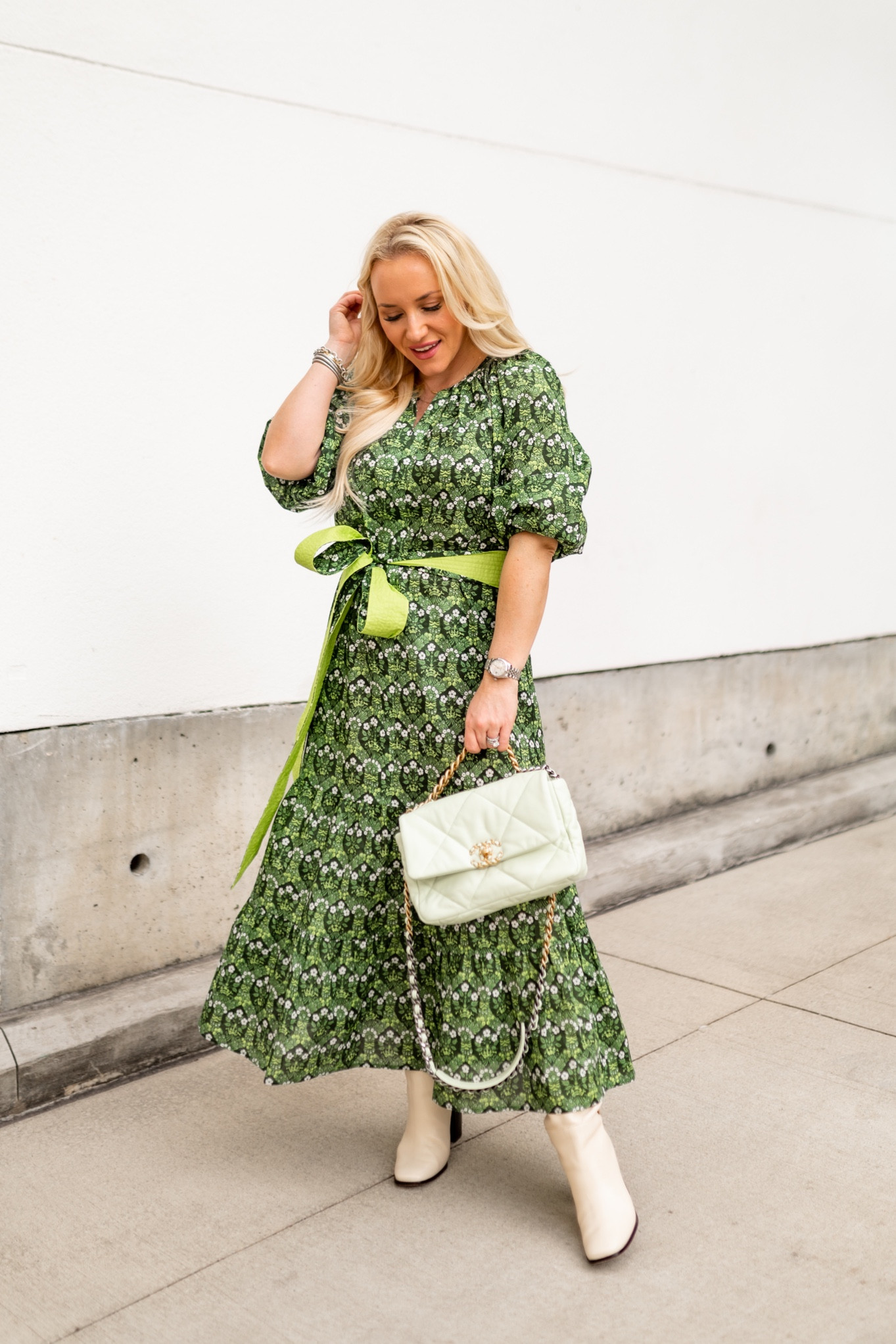 Green dress. Tuckernuck dress size XS. Tuckernuck. St. Patrick’s day look. St. Patrick’s day. White boots. Spring looks. 

#LTKstyletip #LTKshoecrush #LTKSeasonal
