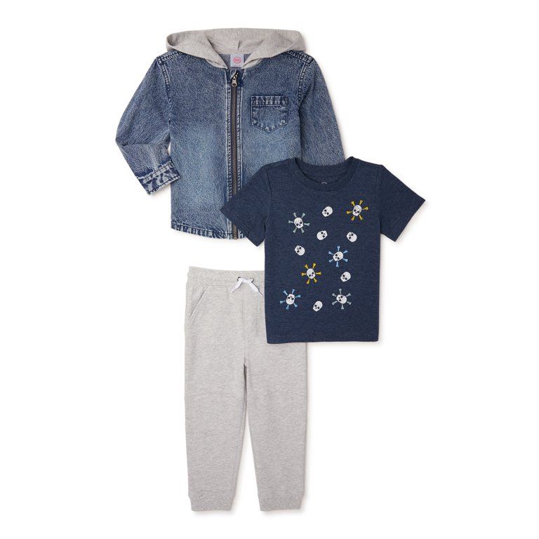 Wonder Nation Baby and Toddler Boy Jacket, T-Shirt and Joggers, 3-Piece Outfit Set, Sizes 12M-5T | Walmart (US)