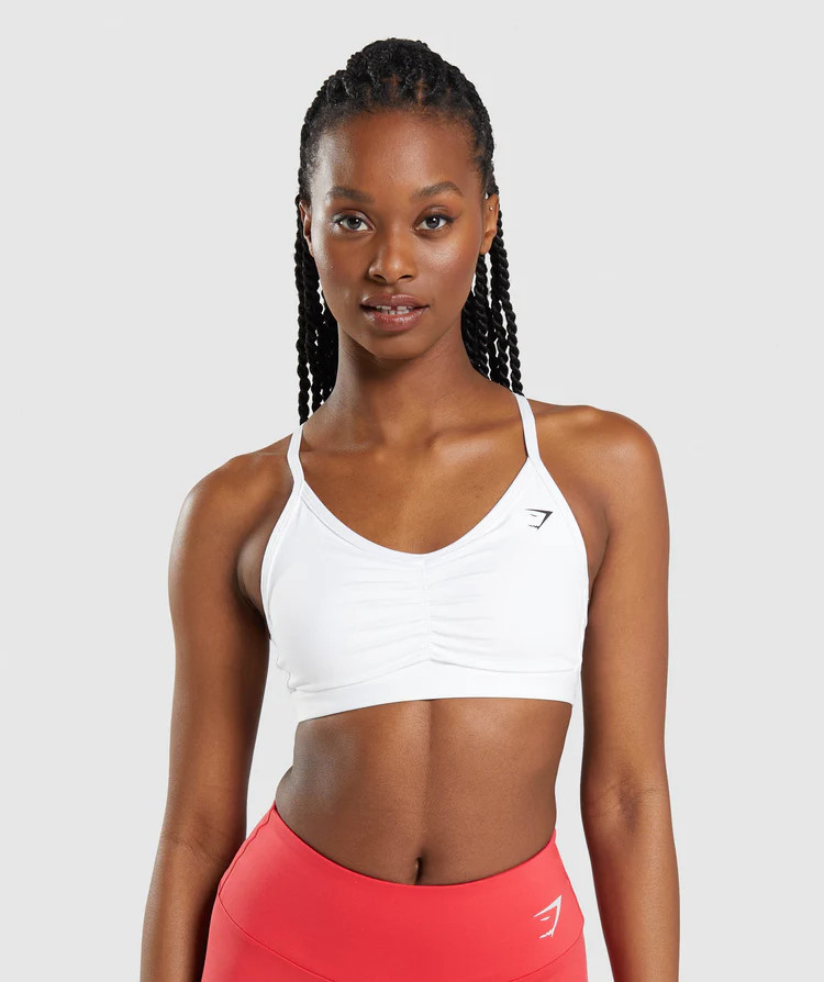 Gymshark Ruched Sports Bra - White | Gymshark (Global)