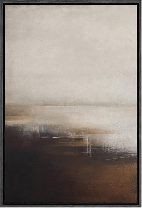 SIGNFORD Framed Canvas Print Wall Art Neutral Abstract Coastal Landscape Soft Brown and Beige Hue... | Amazon (US)