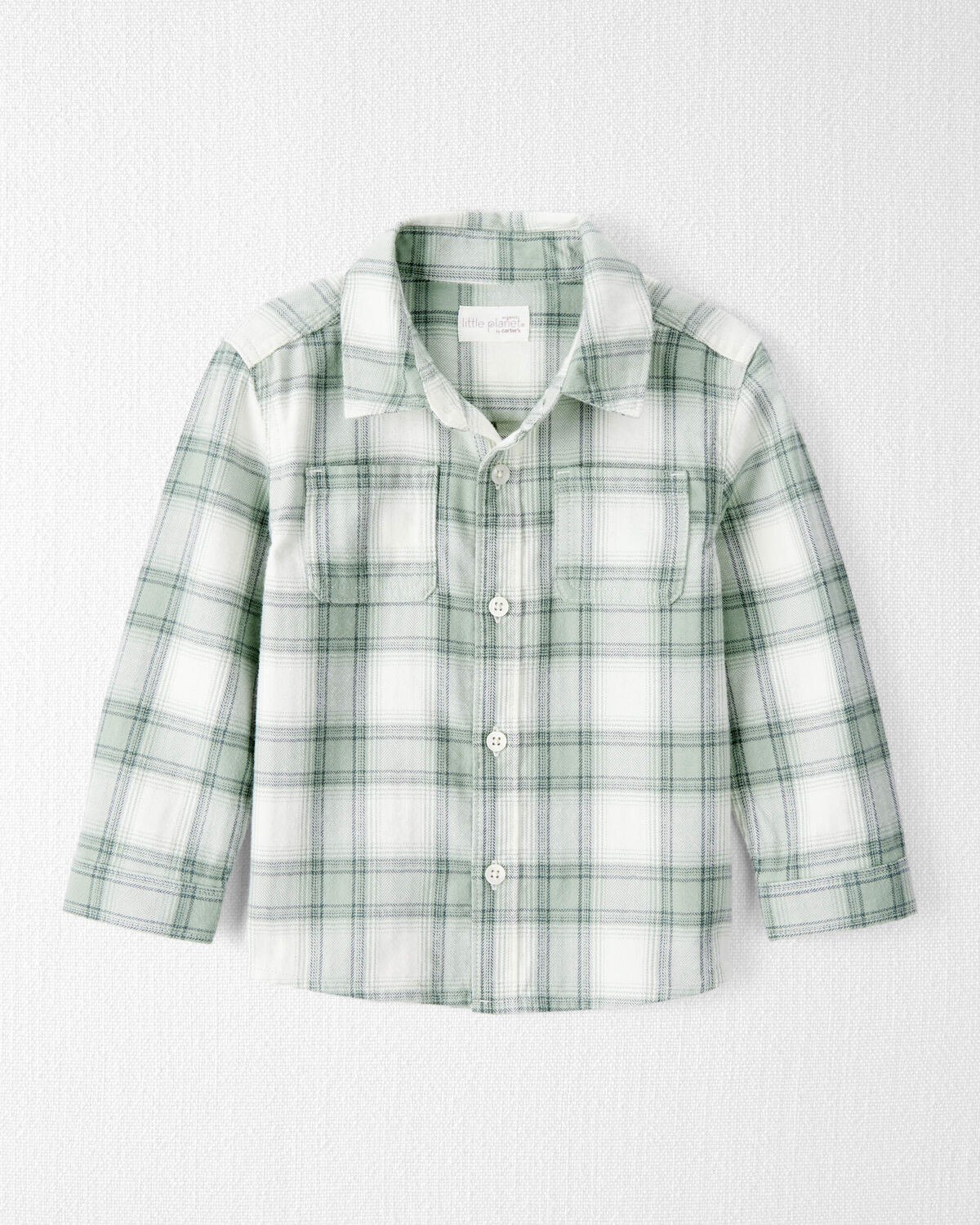 Toddler Organic Cotton Herringbone Button-Front Shirt in Plaid - Little Planet | Carter's | Carter's Inc