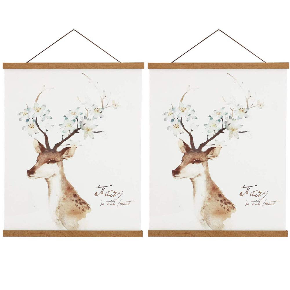 2 Pack Magnetic Poster Hanger Frame, 22x34 22x28 22x30 Light Wood Wooden Magnet Canvas Artwork Pr... | Amazon (US)