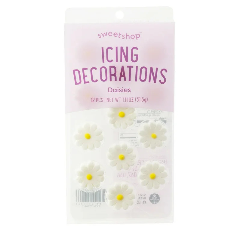 Sweetshop White Daisies Icing Decoration, 12 Piece Cake Decoration | Walmart (US)