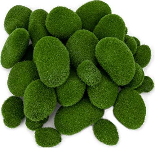 Nicunom 40 Pcs 5 Size Artificial Moss Rocks Decorative Faux Green Moss Covered Stones Fake Moss B... | Amazon (US)