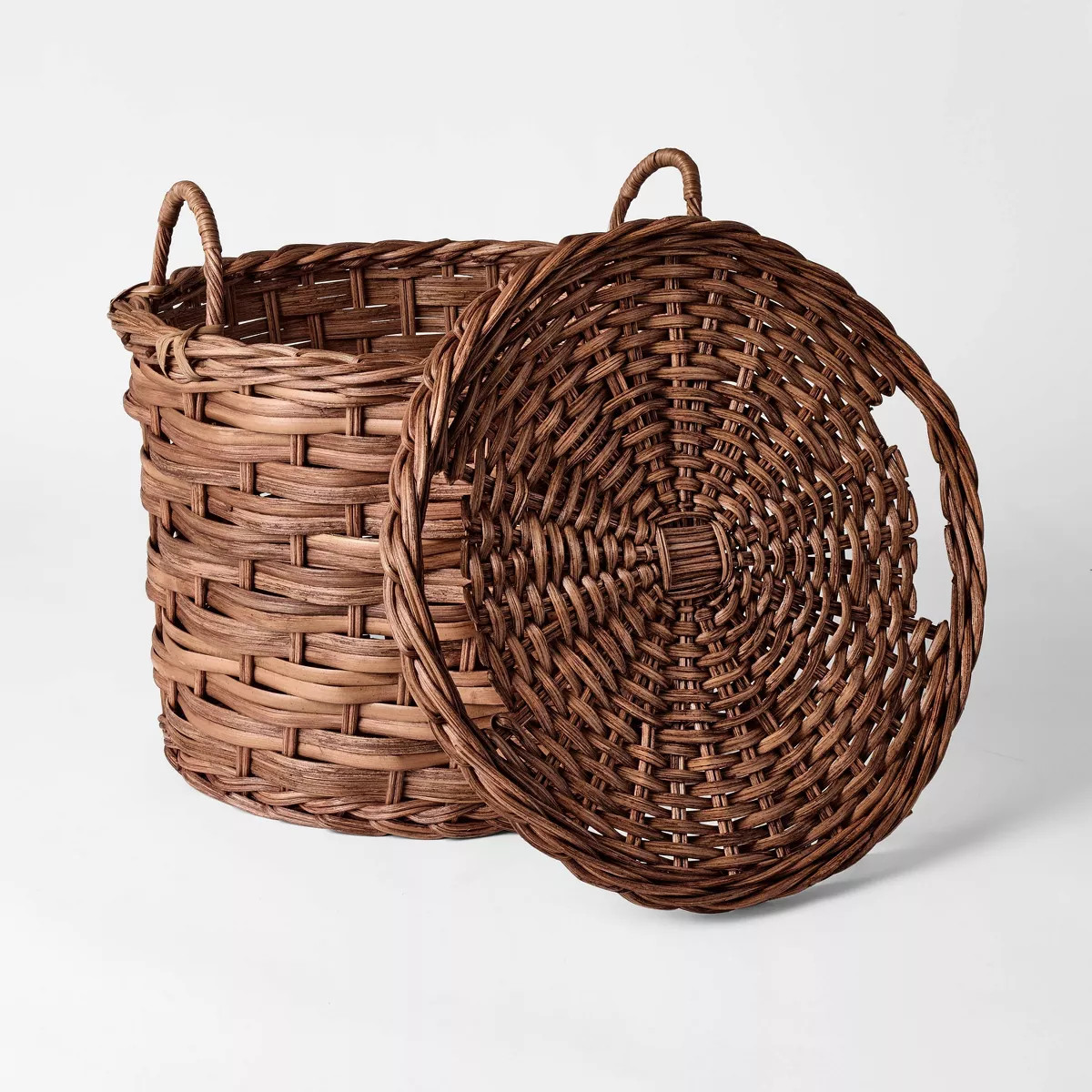 Round Chunky Straight Rattan Basket Dark Brown - Threshold™ designed with Studio McGee | Target
