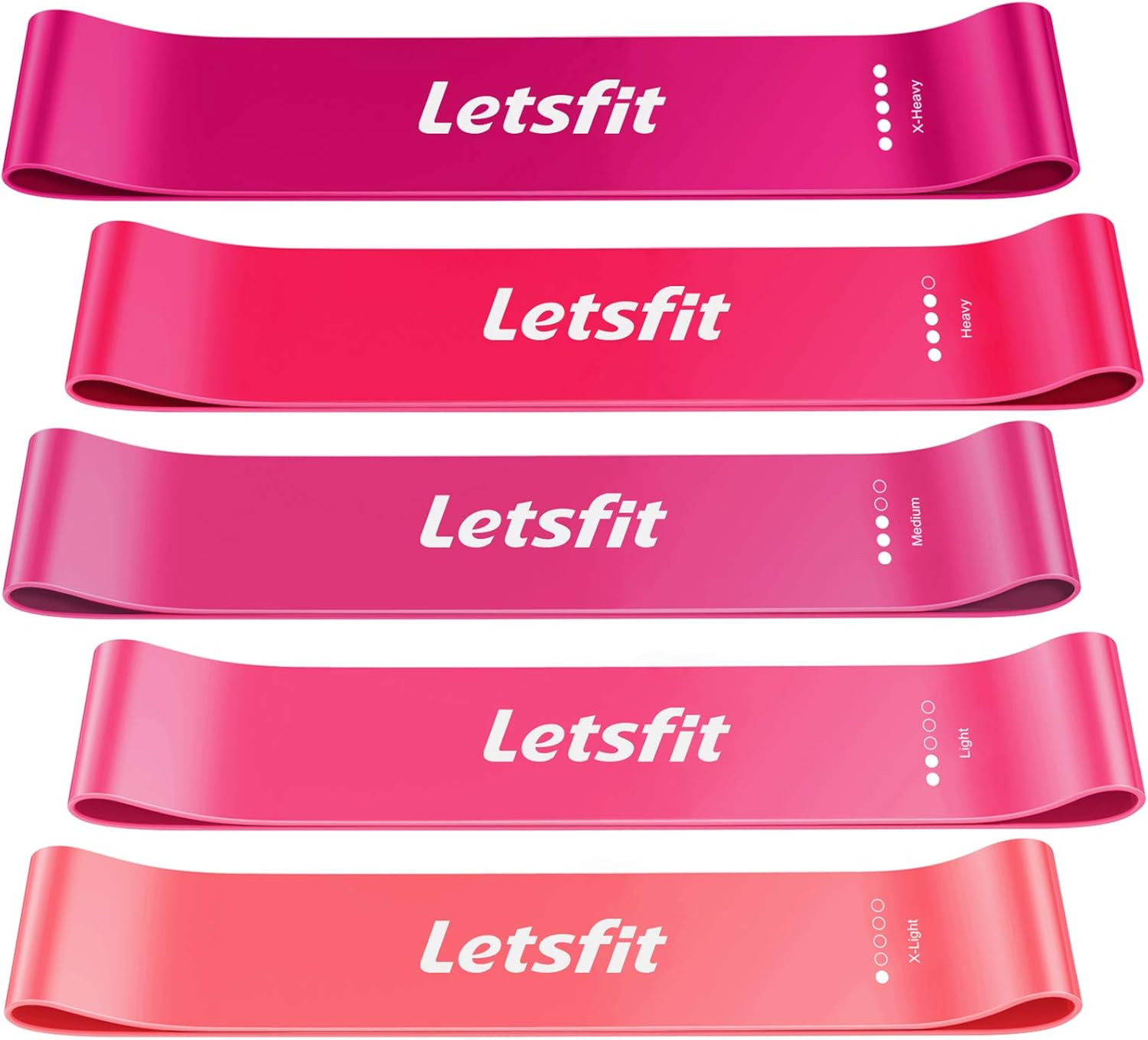 Letsfit Resistance Loop Exercise Bands with Instruction Guide and Carry Bag, Set of 5 | Amazon (US)