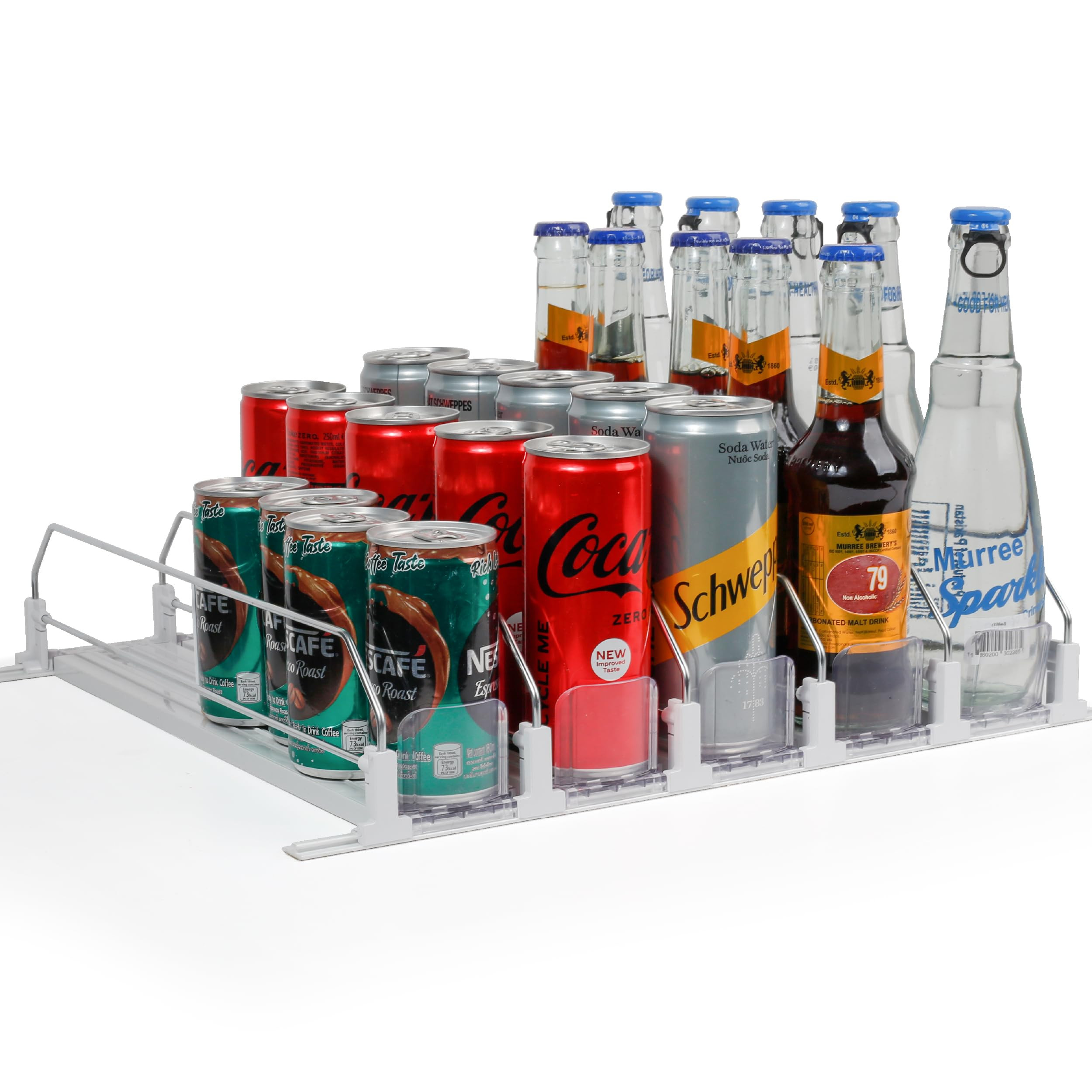 Dwella Drink Organizer for Fridge with Pusher Glide, 5 Rows Spring Loaded Fridge Drink Dispenser,... | Amazon (US)