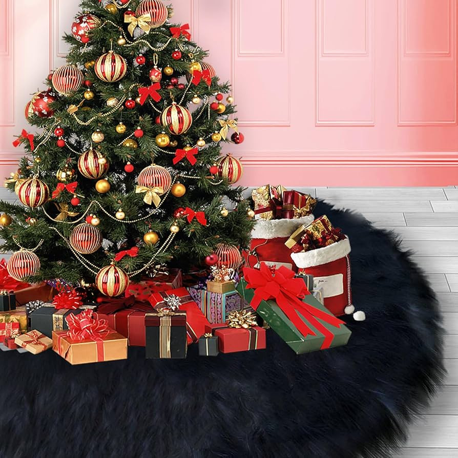 60 Inch Faux Fur Christmas Tree Skirt,Fall Blessings Xmas Tree Mat for Artificial Trees, Christma... | Amazon (US)