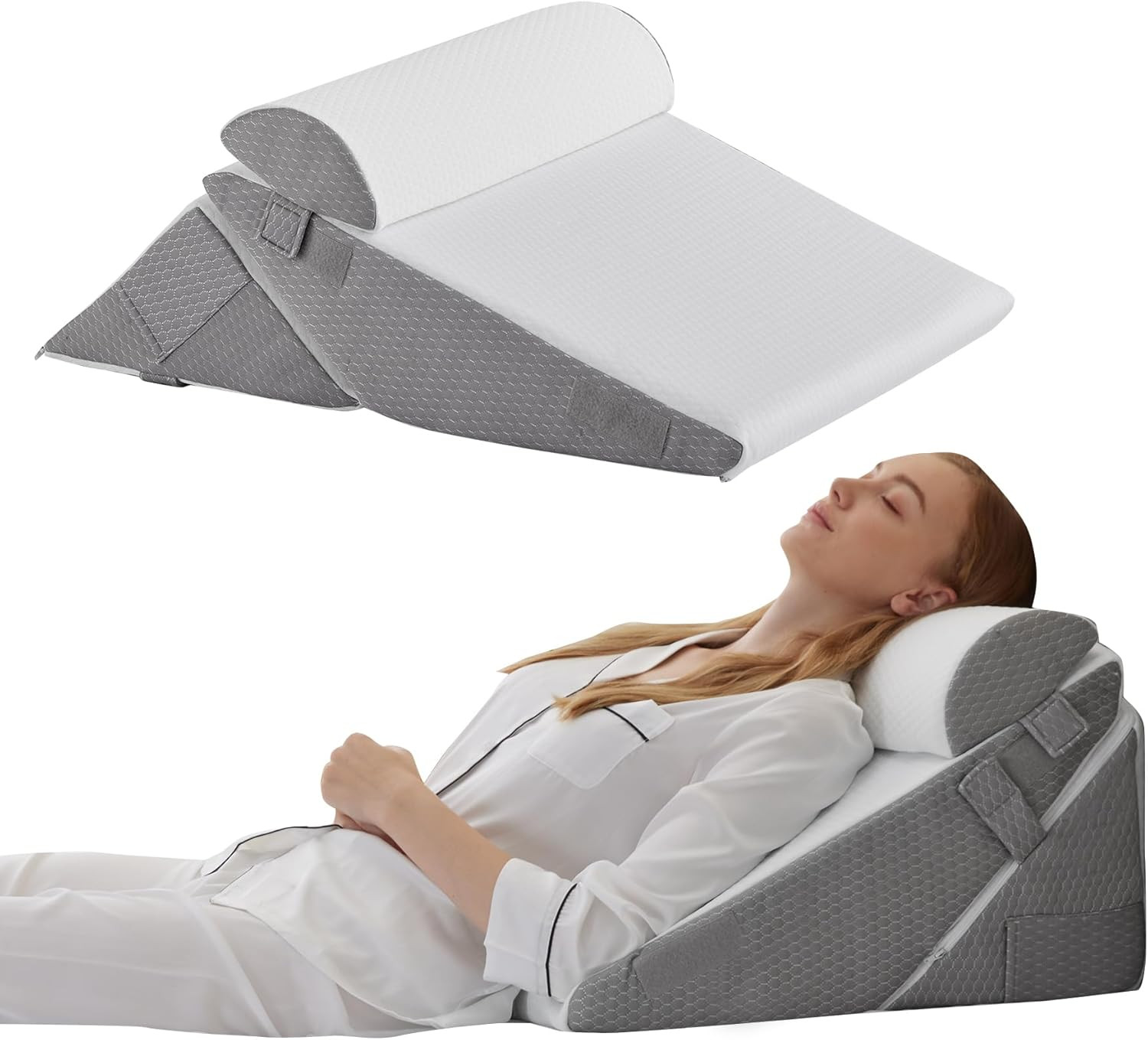 Bedluxe Wedge Pillow Headboard, 3PCS Orthopedic Bed Wedge Pillows Set for After Surgery, Adjustab... | Amazon (US)