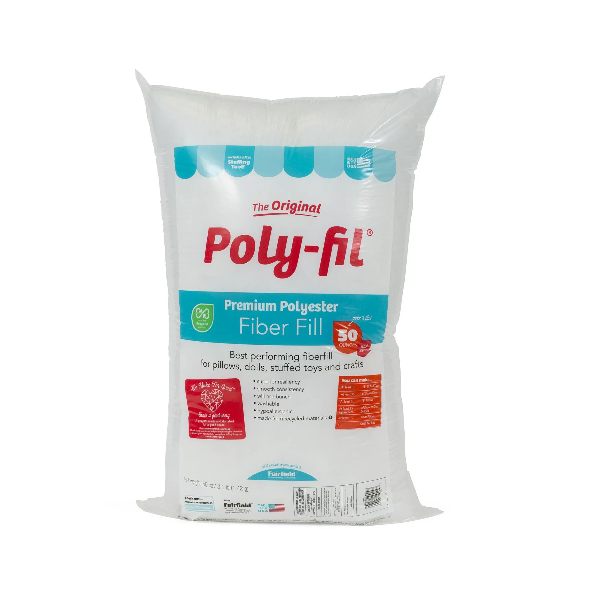 Poly-Fil® Premium Polyester Fiber Fill by Fairfield™, 50 oz bag | Walmart (US)