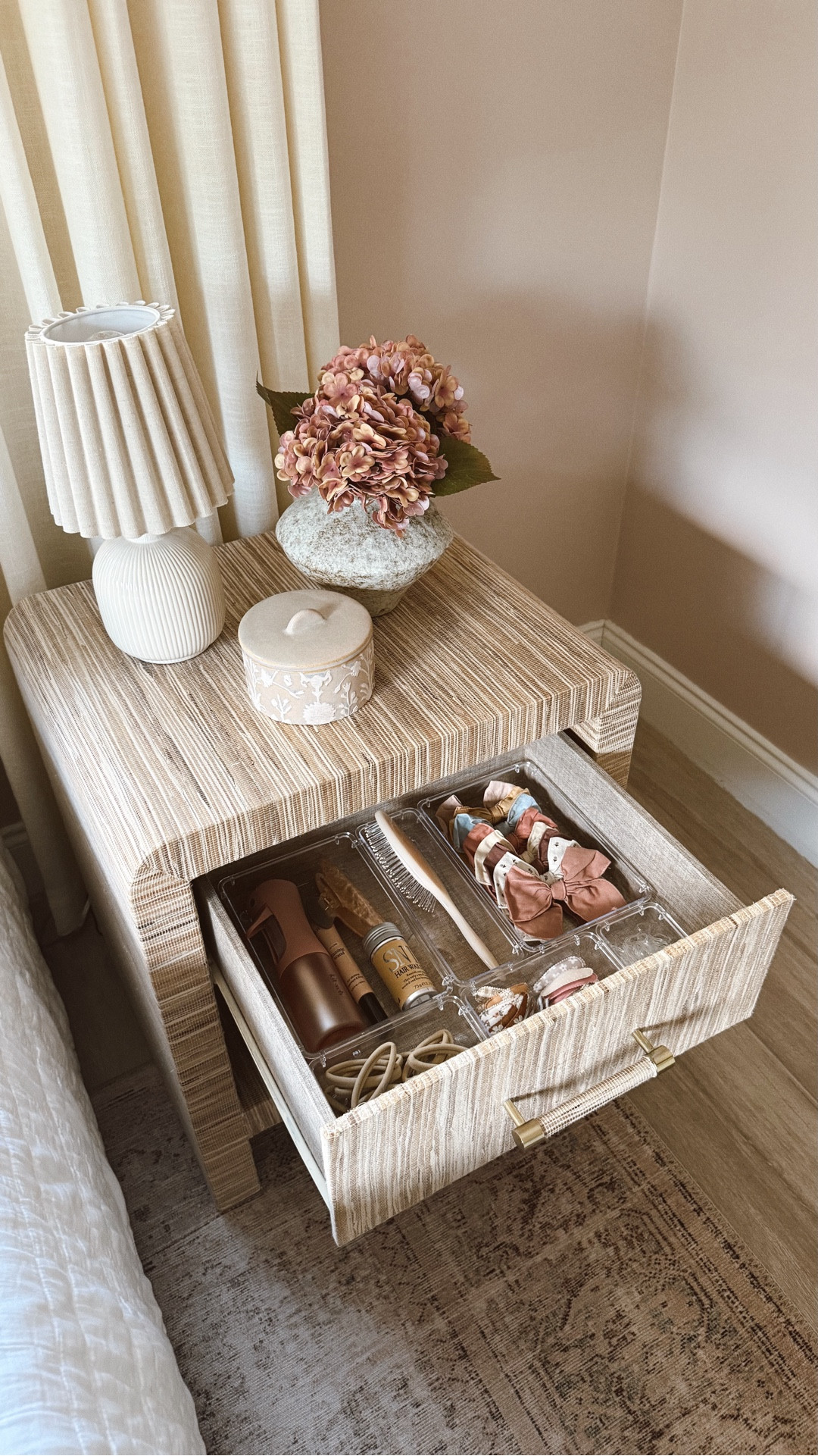 Building a little hair drawer for my girl 🎀 Comment “HAIR” & I’ll send over everything I used ✨
Organizing all the bows, clips & scrunchies into one spot-  I created a simple kids hair drawer to make mornings easier and keep everything looking pretty. Perfect for hair accessory organization, drawer storage, or girls’ room ideas 🤍

#girlsroom #kidsroom #organization #hairdrawer #hairbows #nightstand 

#LTKFamily #LTKSeasonal #LTKHome