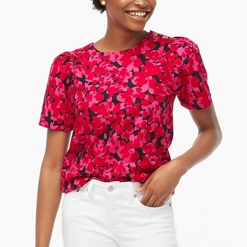 Puff-sleeve top in cotton poplin | J.Crew Factory