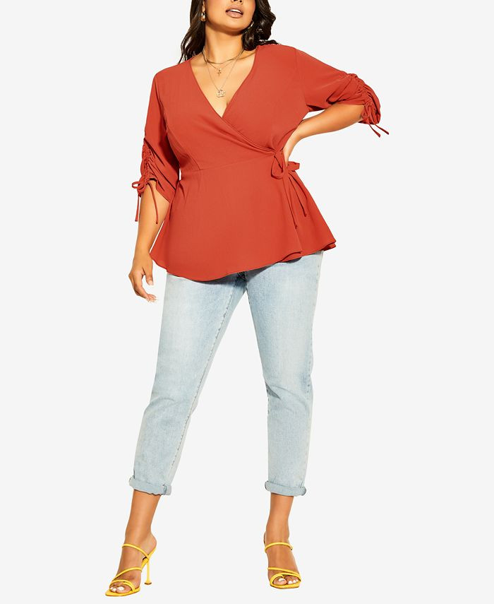 City Chic Trendy Plus Size Wrap Lust V-neck Top & Reviews - Tops - Plus Sizes - Macy's | Macys (US)