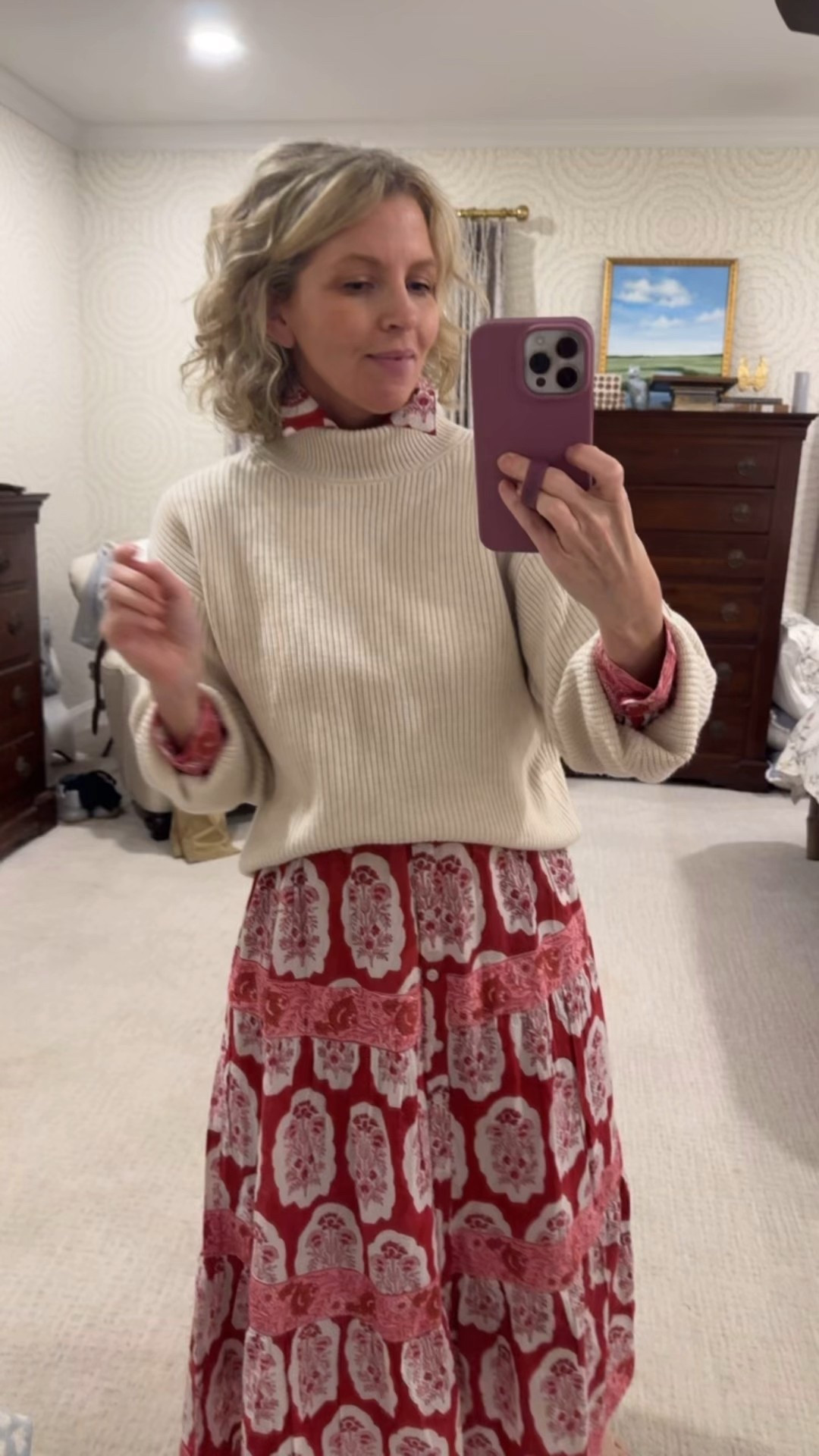 Wearing XS in the dress and sweater