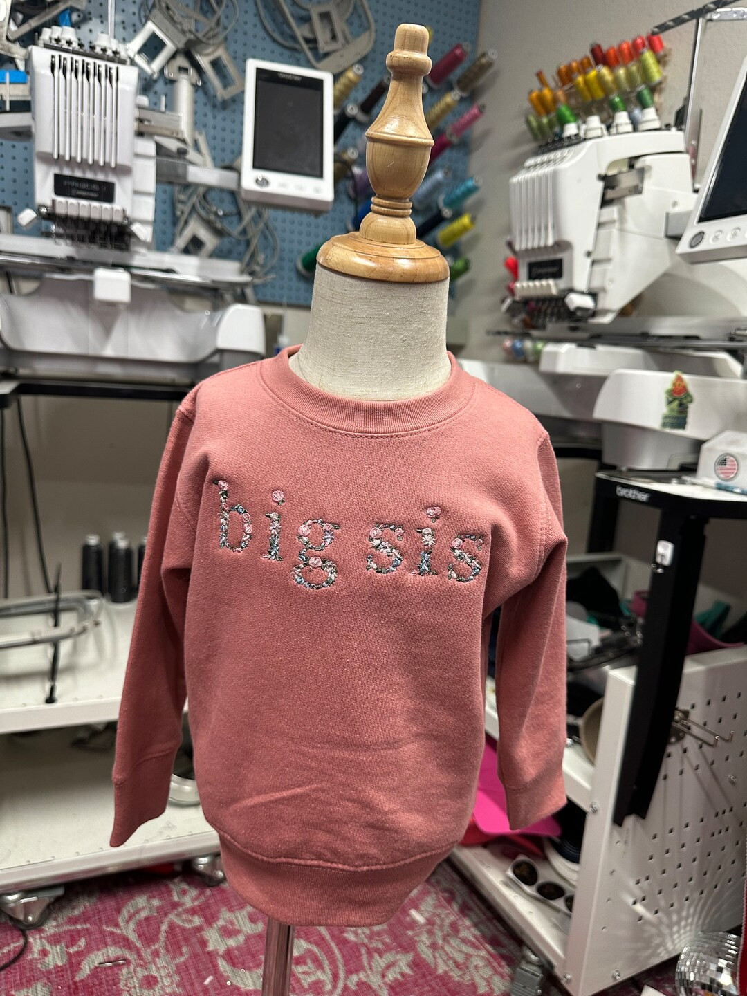 Big Sister Floral Embroidered Mauve Sweatshirt Sibling Pregnancy Announcement Floral Big Sis Swea... | Etsy (US)