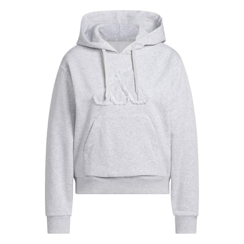 adidas Women's Coquette Ruffled Big Logo Graphic Hoodie, Light Grey Heather, Small | Amazon (US)