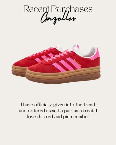 All in on the adidas gazelle trend so I ordered a pair of the gazelle bold! Lots of color combos!

#LTKStyleTip #LTKShoeCrush #LTKFindsUnder100