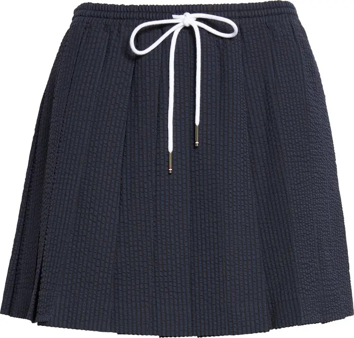 Pleated Wool Seersucker Miniskirt | Nordstrom