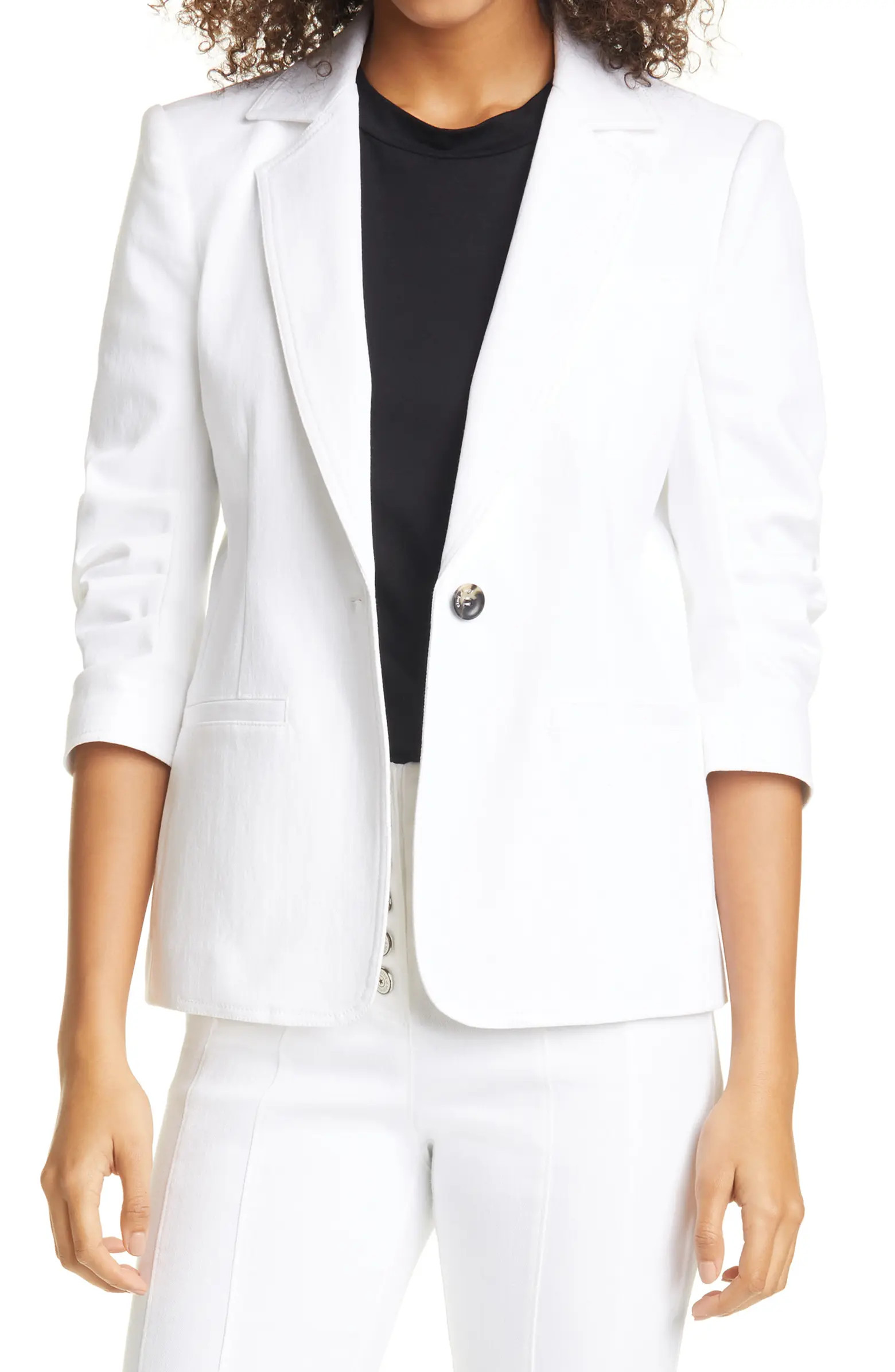 Khloe Ruched Sleeve Denim Blazer | Nordstrom