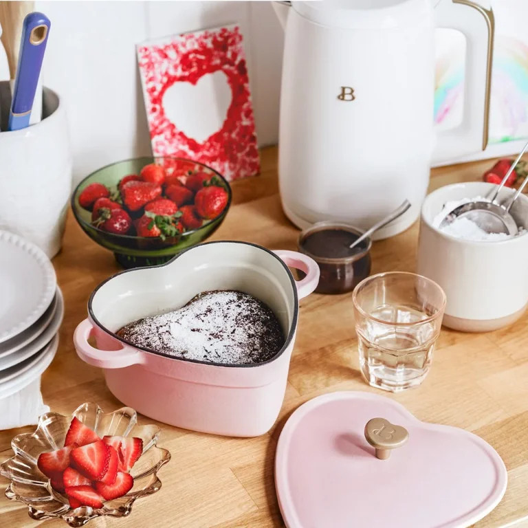 Beautiful 2QT Cast Iron Heart Dutch Oven, Pink Champagne by Drew Barrymore | Walmart (US)