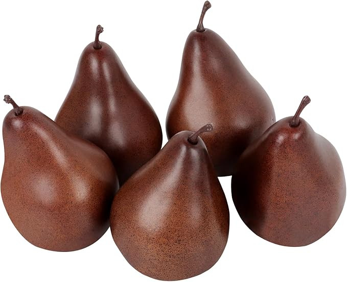 5Pcs Fake Pears Artificial Fruits Vivid Brown Pear Decorative Simulation Pear Fruits Faux Lifelik... | Amazon (US)