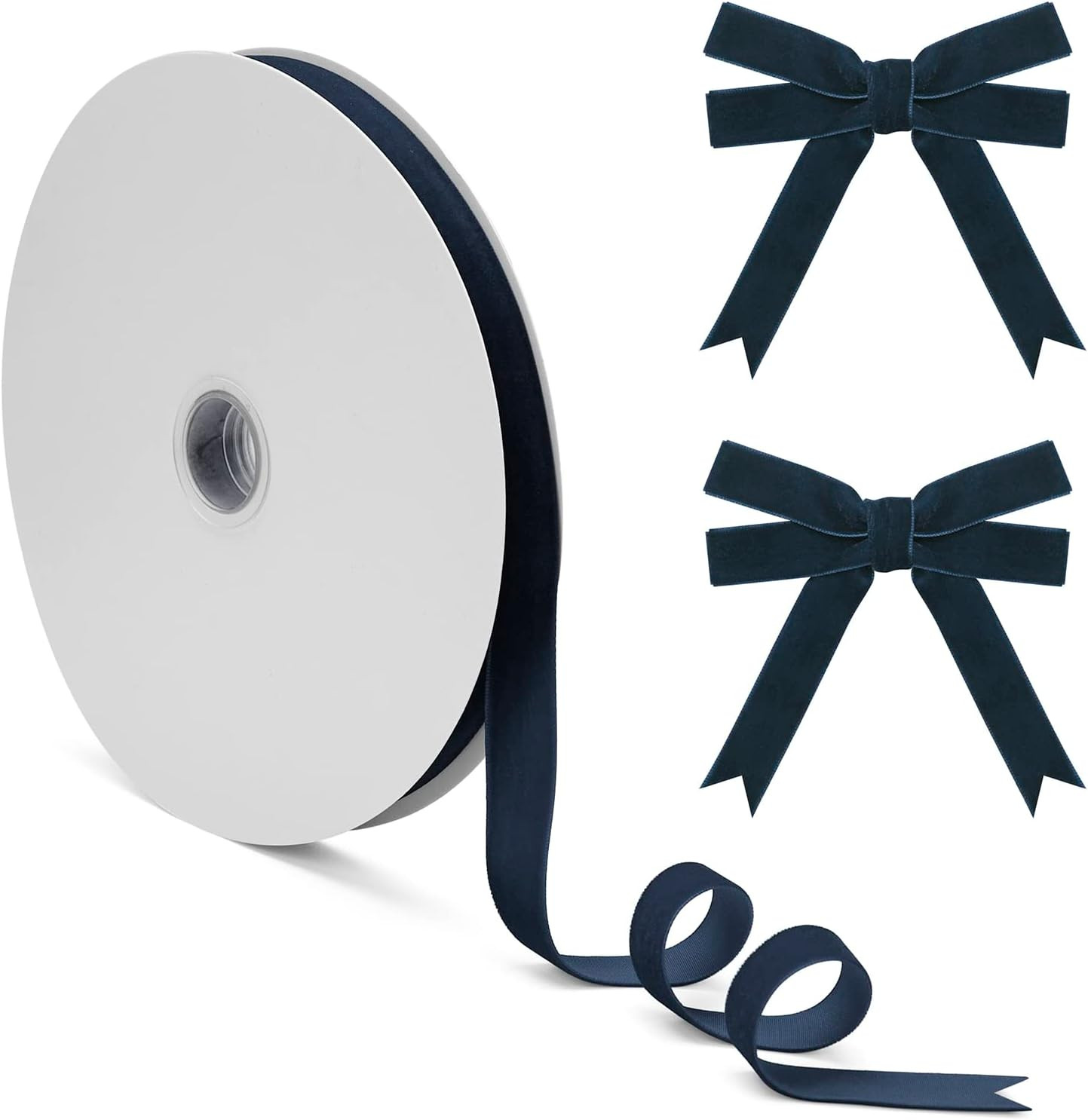 Vintage Velvet Ribbon Navy Blue 5/8 Inch, 25Yd, Single Sided Skinny Velvet Ribbon Spool for Gift ... | Amazon (US)