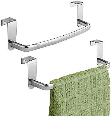 mDesign Modern Kitchen Over Cabinet Strong Steel Towel Bar Rack - Hang on Inside or Outside of Do... | Amazon (US)