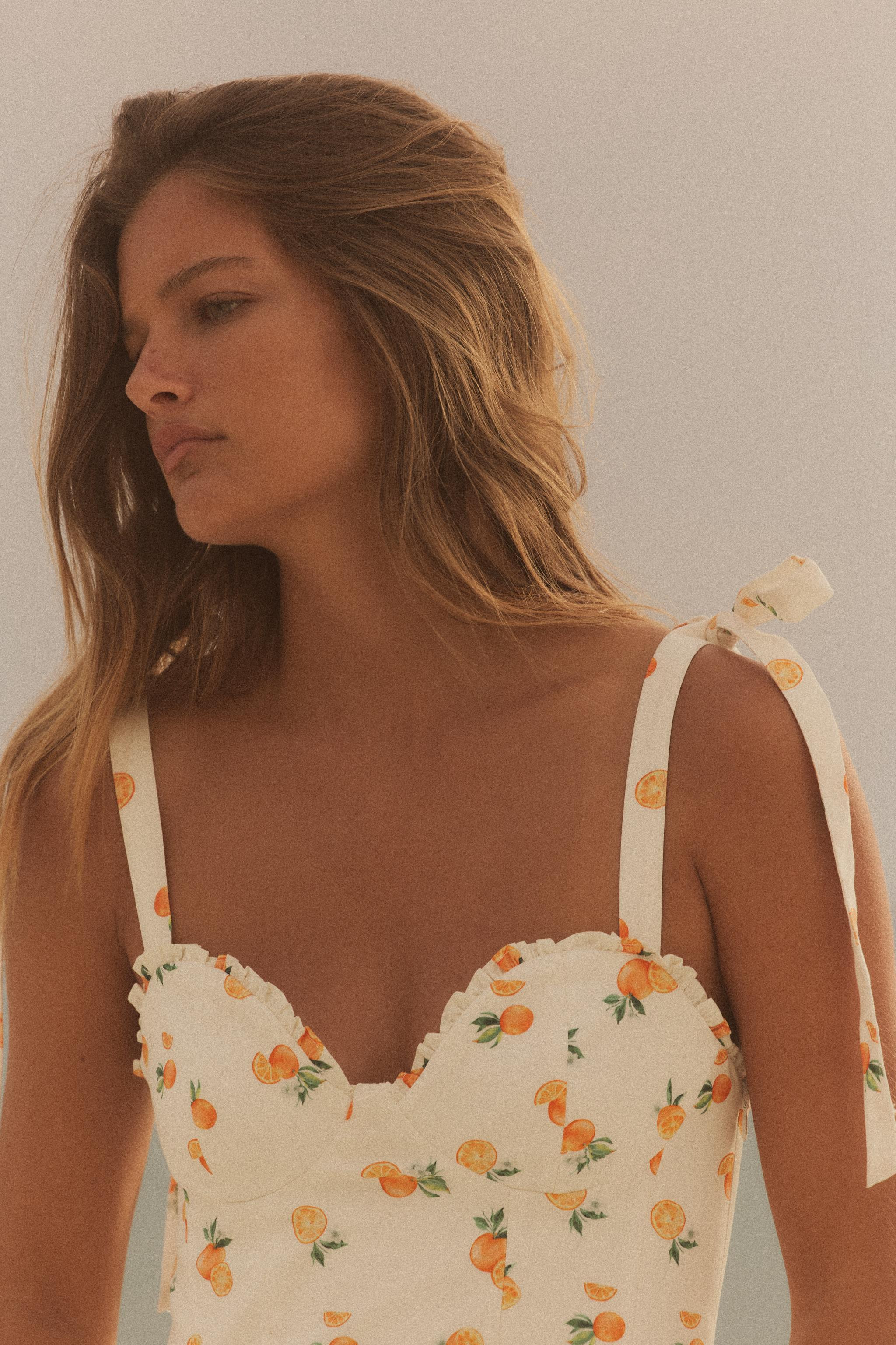 ORANGE PRINT POPLIN DRESS | Zara US