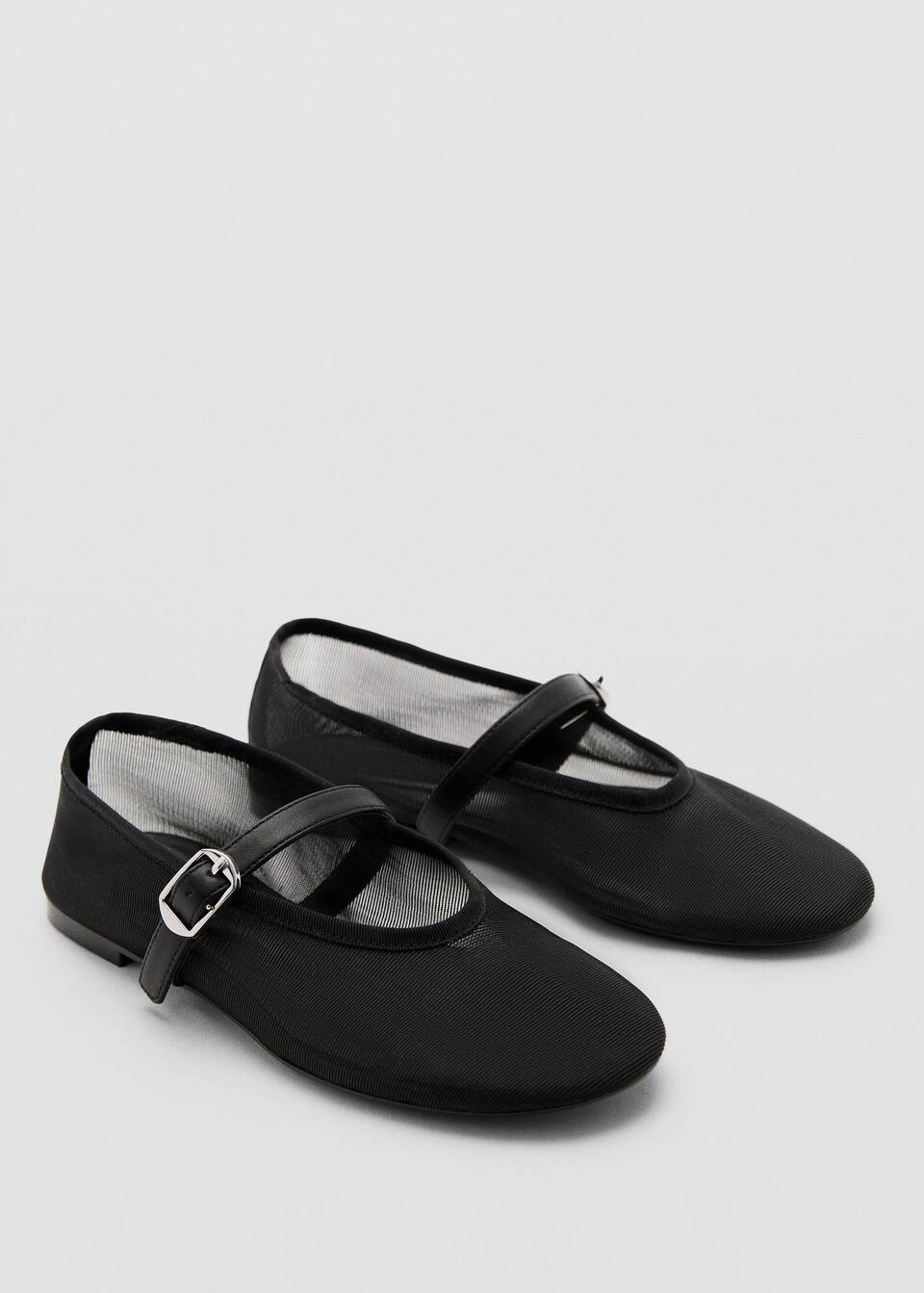 Ballerinas mesh schnallenriemen -  Damen | Mango Deutschland | MANGO (DE)