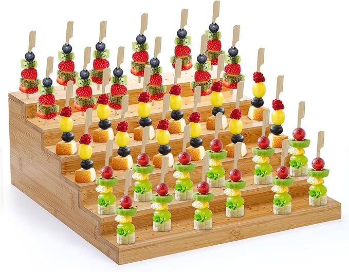 Kingrol Appetizer Skewer Display with 180 Holes and 100 Skewers, 6 Tier Bamboo Food Display Stand... | Amazon (US)