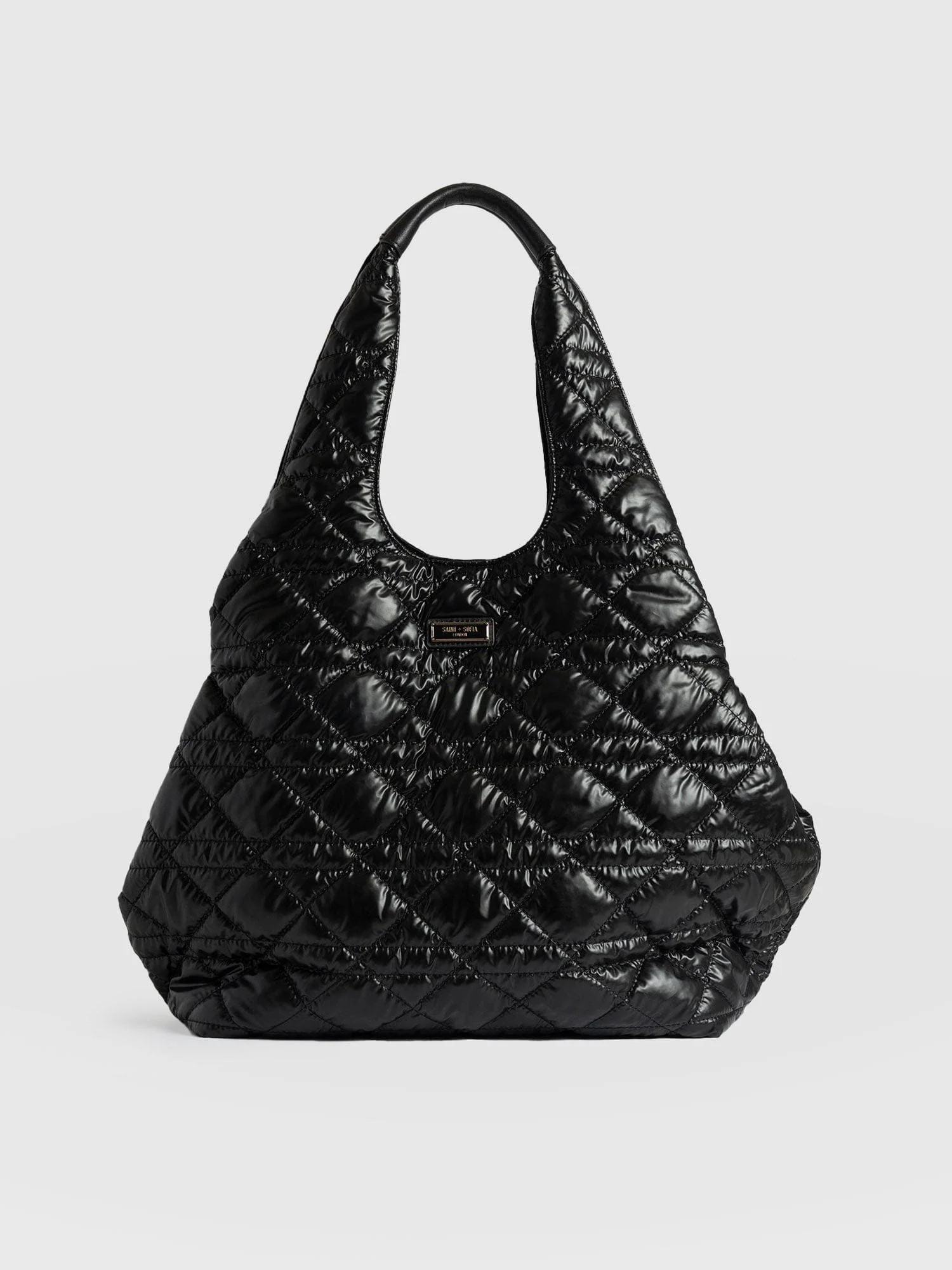 Large Stella Quilted Shoulder Tote Bag - Black | Saint + Sofia