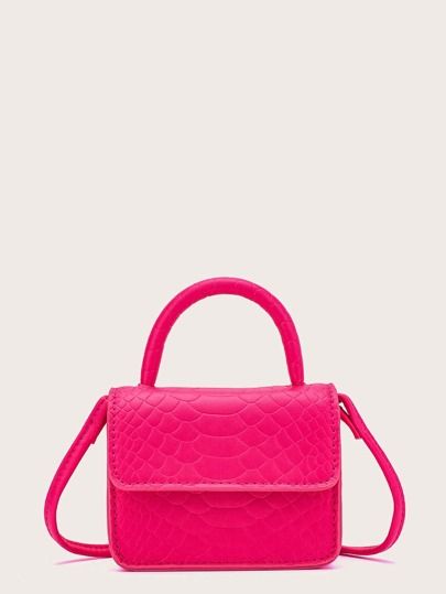 Mini Neon Hot Pink Satchel Bag | SHEIN