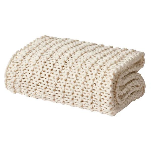 Five Queens Court Leon Chunky Knitted Luxury Throw - Ivory | Bed Bath & Beyond