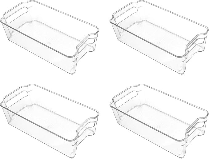Puricon [4 Pack] Fridge Organiser Set Storage Box Tray, Clear Plastic Stackable Bins, Freezer Spa... | Amazon (UK)