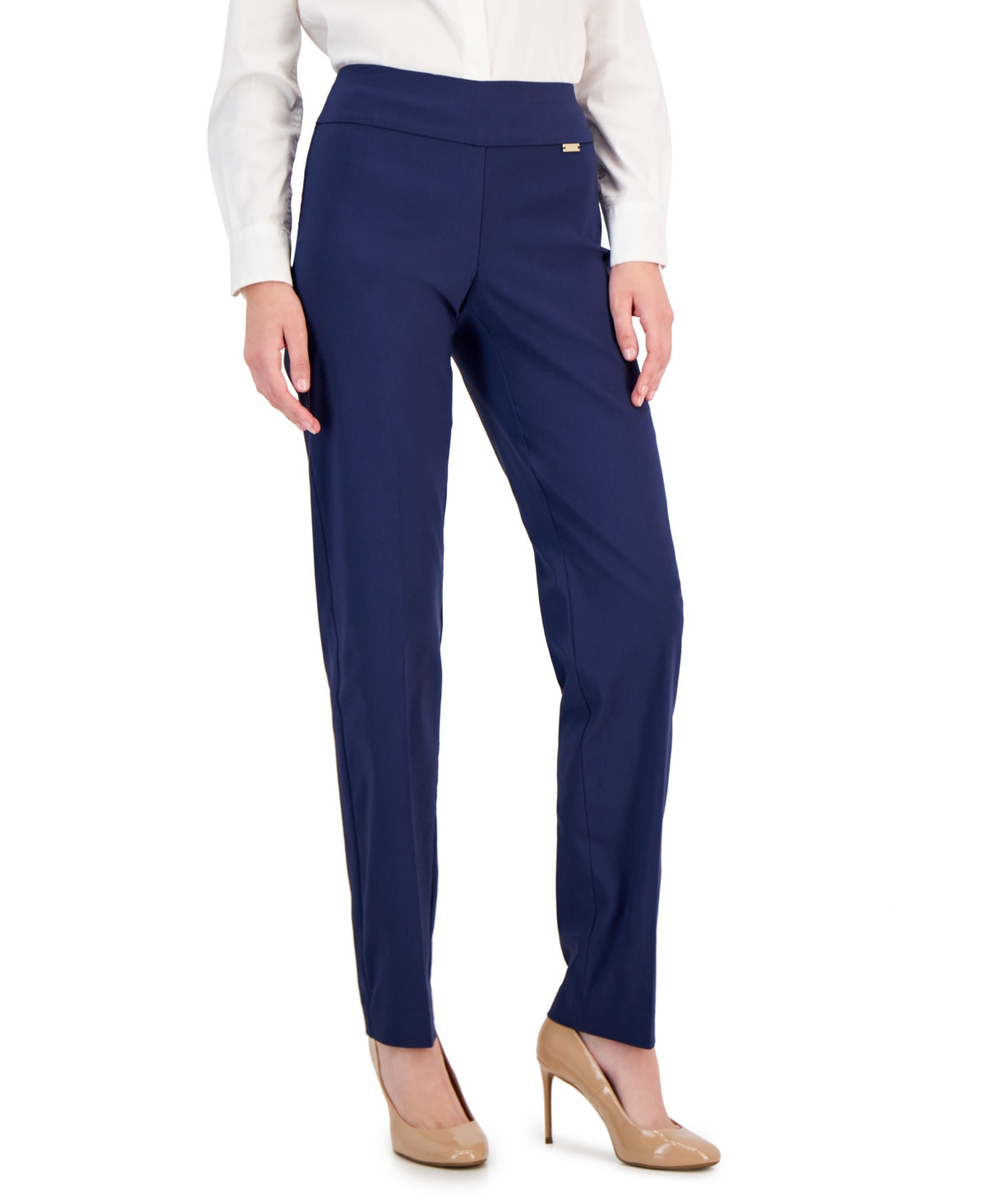 I.n.c. International Concepts Women's Tummy-Control Pull-On Straight-Leg Pants, Created for Macy's - Indigo Sea | Macy's